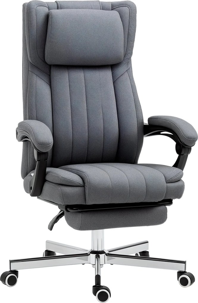 Vinsetto Ergonomikus Irodai Szék, Állítható Magasságú, Dönthető Háttámlával, Kartámlával, Lábtartóval és Fejtámasszal, Forgó Irodai Szék Kerekekkel, 6