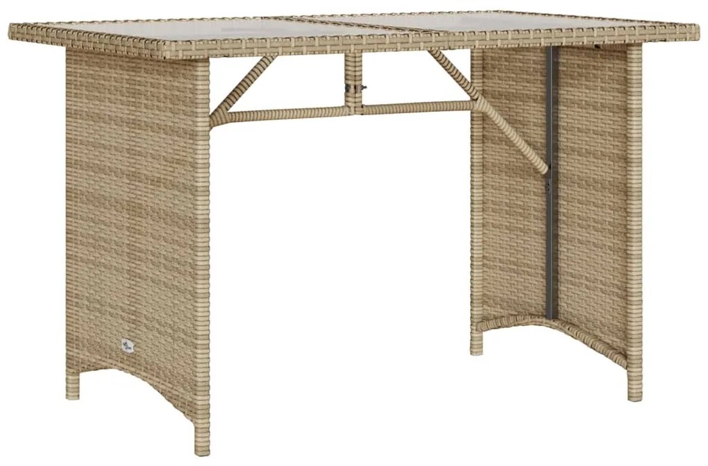 vidaXL bézs polyrattan üveglapos kerti asztal 110x68x70 cm