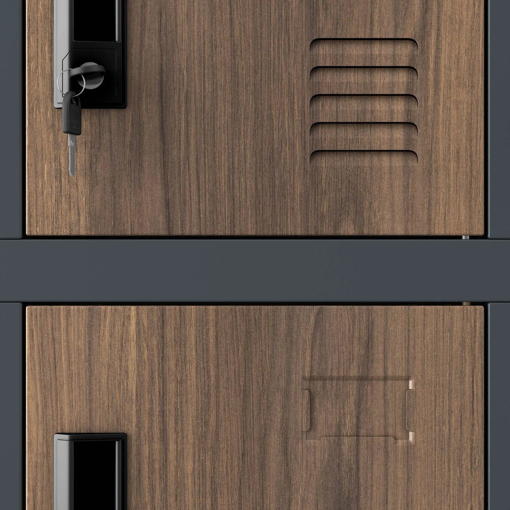 18 rekeszes személyzeti szekrény, antracit/dió, 900x1850x400 mm: KAROL Eco Design