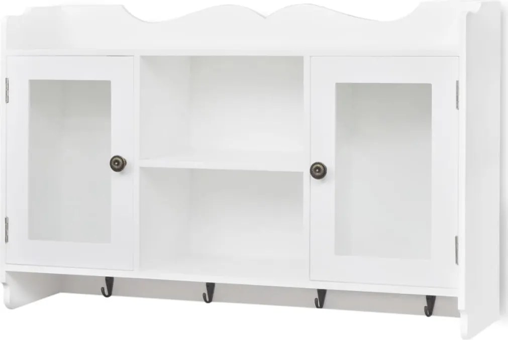 vidaXL Fehér MDF fali könyvpolc/DVD/pohár tároló