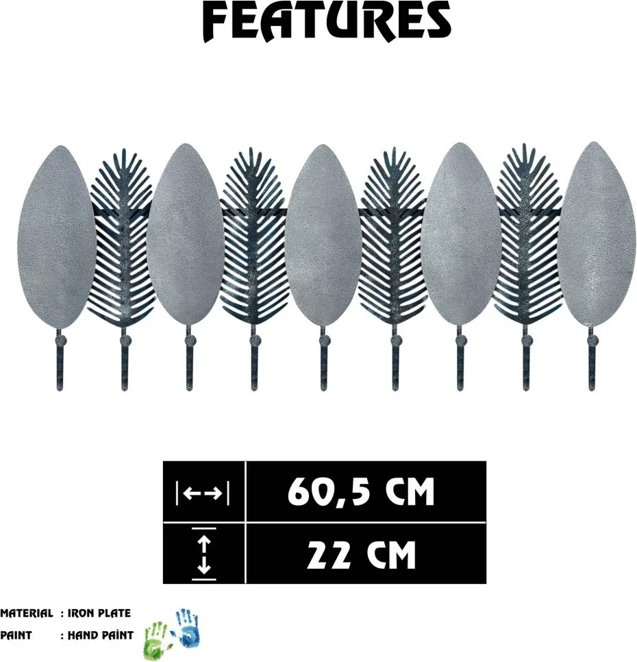 Nigar fém fali fogas, 60,5×22 cm