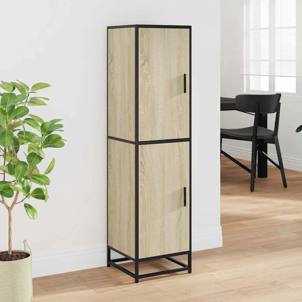 Highboard sonoma tölgy 35,5x35x139 cm gépelt fa és fém