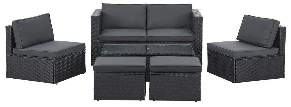 Juskys Salou rattan kerti bútor szett - fekete