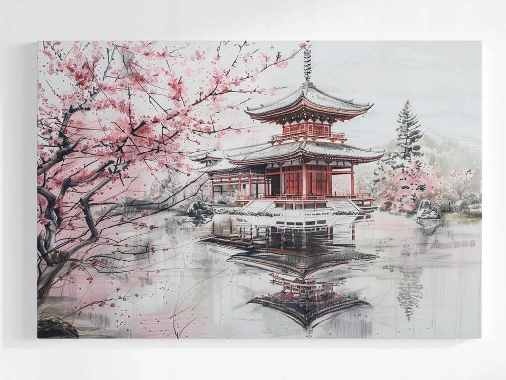 Canvas Vászonkép Japán Cseresznye Templom Pagoda Orient 120x80