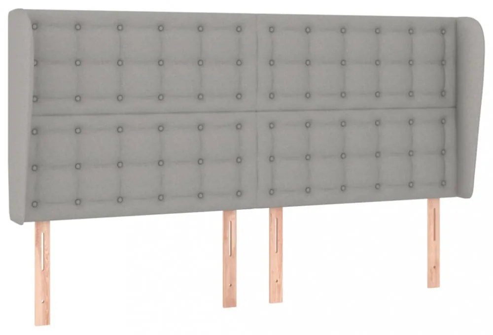 világosszürke szövet fejtámla szárnyakkal 203x23x118/128 cm