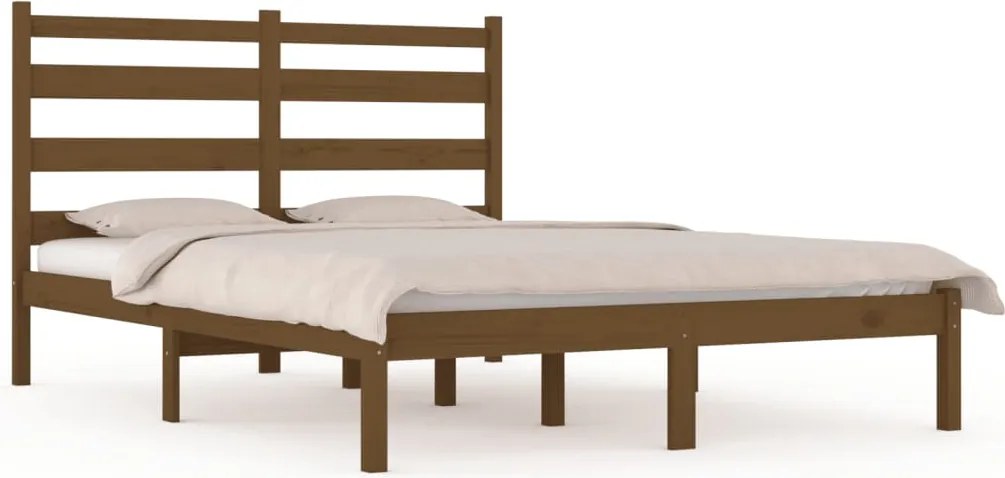 vidaXL mézbarna tömör fenyőfa ágykeret 200 x 200 cm