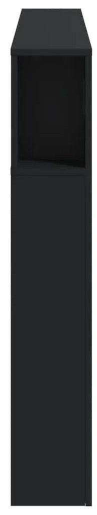 fekete szerelt fa LED-es fejtámla 160x18,5x103,5 cm