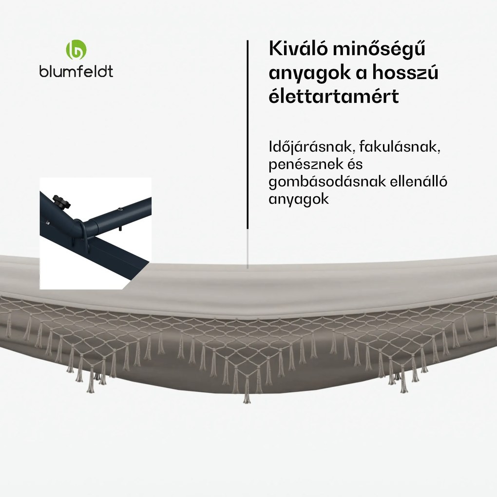 Blumfeldt SwayStation Boho függőágy, 400 x 116 cm, időjárásálló, rozsdamentes, rozsdamentes