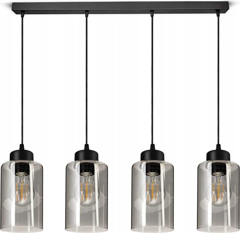 Függőlámpa Mennyezeti Csillár Fekete Üveg Glass Tube 535-BZ4 Led E27