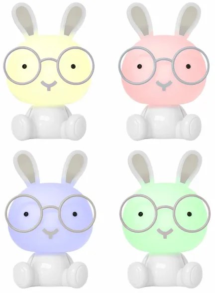 LED RGBW dimmelhető gyerek éjjeli lámpa 2,5W/230V fehér nyuszi