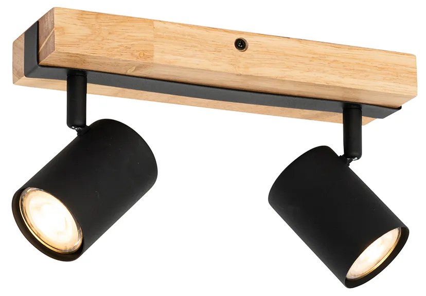 Okos mennyezeti spotlámpa fekete fa 2-lámpás állítható Wifi GU10 50mm - Jeana