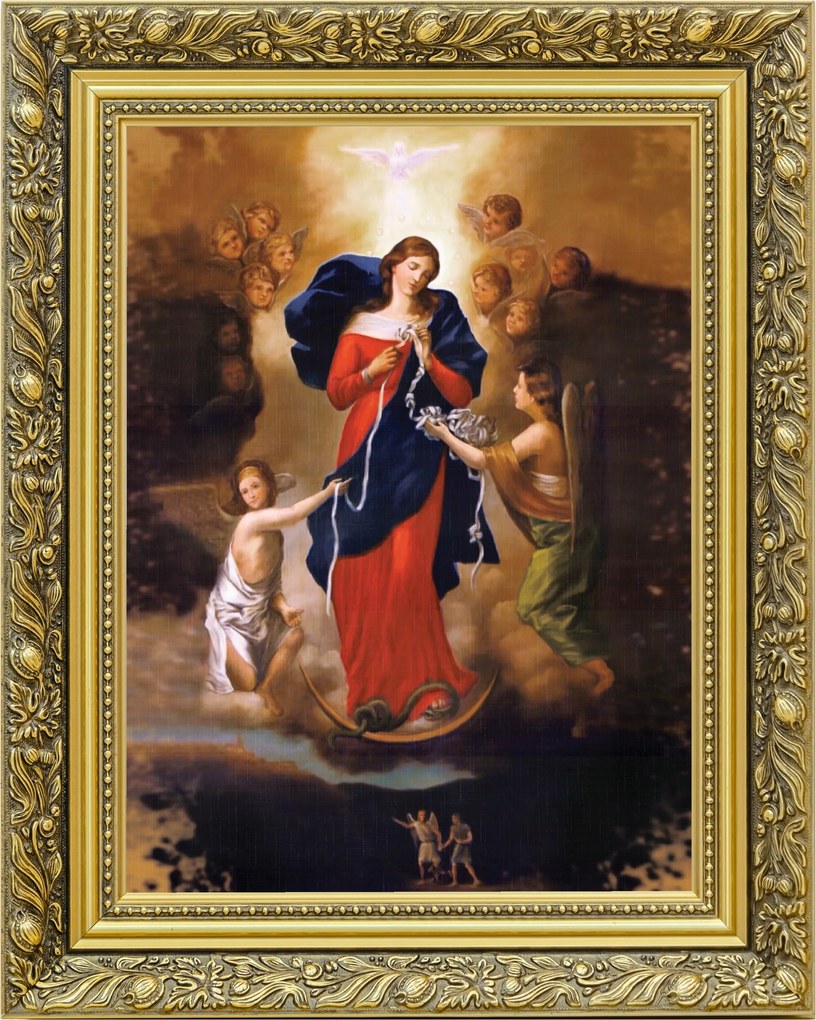 Szűzanya csomóoldó arany keret 40x50