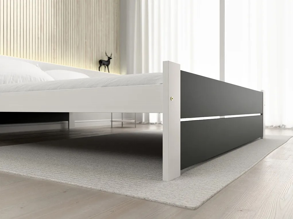 IKAROS DOUBLE ágy 140 x 200 cm, antracit/fehér Ágyrács: Léces ágyrács, Matrac: Coco Maxi 20 cm matrac