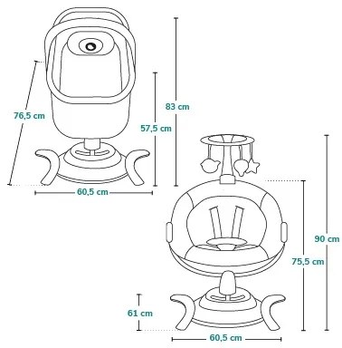 Lionelo - 2 az 1-ben baba ringató zenével BELLA Grey Concrete + távirányító