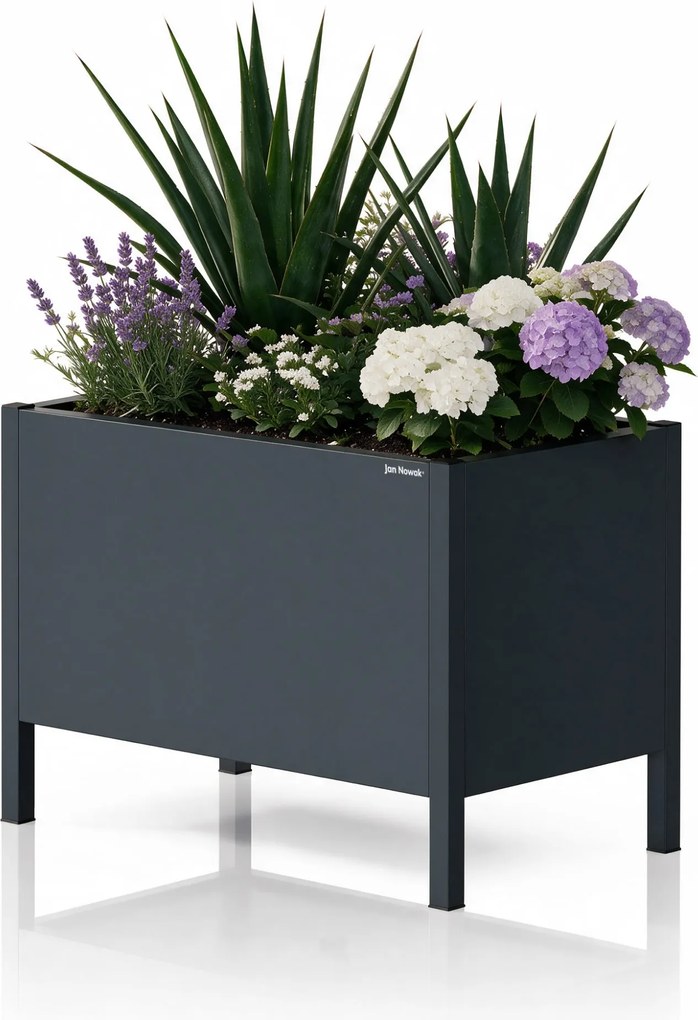 Nagy, antracit színű fém virágcserép-burkolat: DAISY 500 x 400 x 300 mm