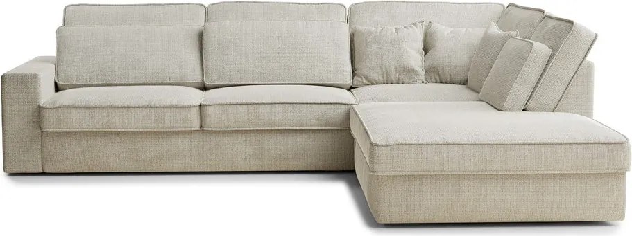 Szürkésbézs zsenília sarokkanapé (jobb oldali-L alakú) Kirou – Maison de Rêve