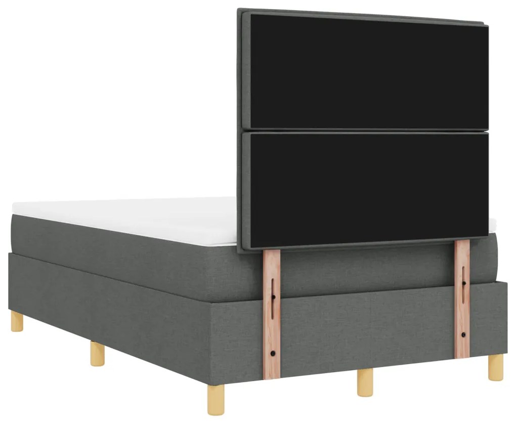 Box Spring Ágy matraccal és LED sötétszürke 120x200 cm Szövet
