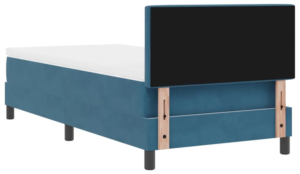 Boxspring Ágy Matrac & LED Sötétkék 90x190 cm Bársony
