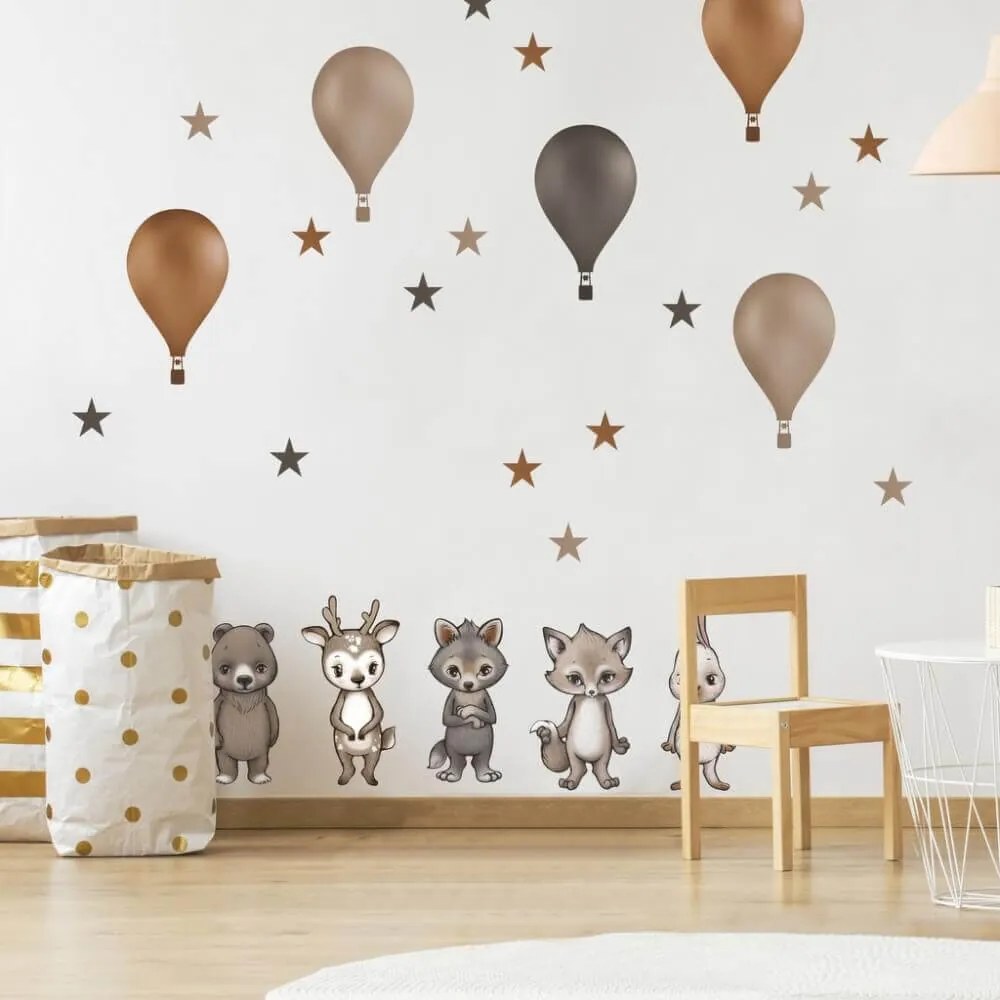 INSPIO Hőlégballon falmatrica állatkákkal