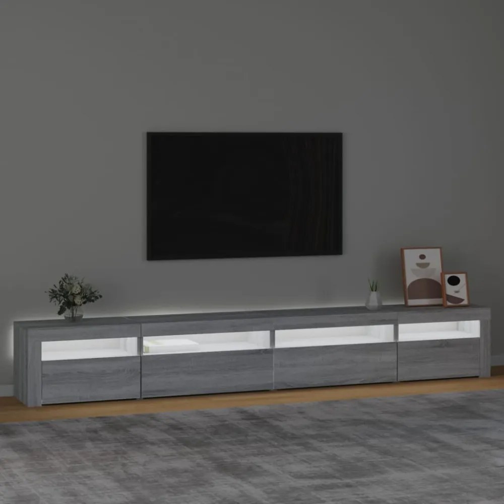 szürke sonoma színű TV-szekrény LED-lámpákkal 270x35x40 cm
