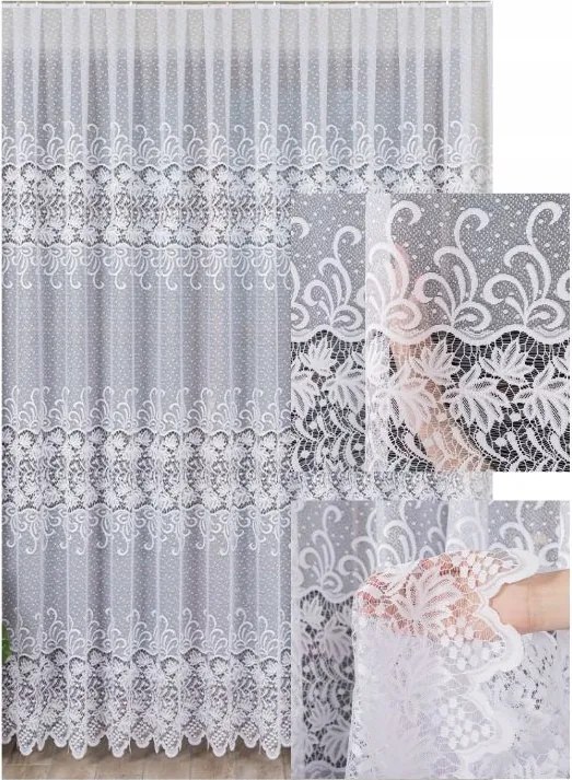 Függöny Hosszú Fehér Jacquard Sűrű Függöny Szalaggal Nappaliba Sz. 250x240