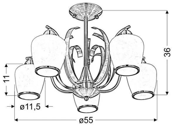 Csillár rúdon OPERA 5xE27/60W/230V
