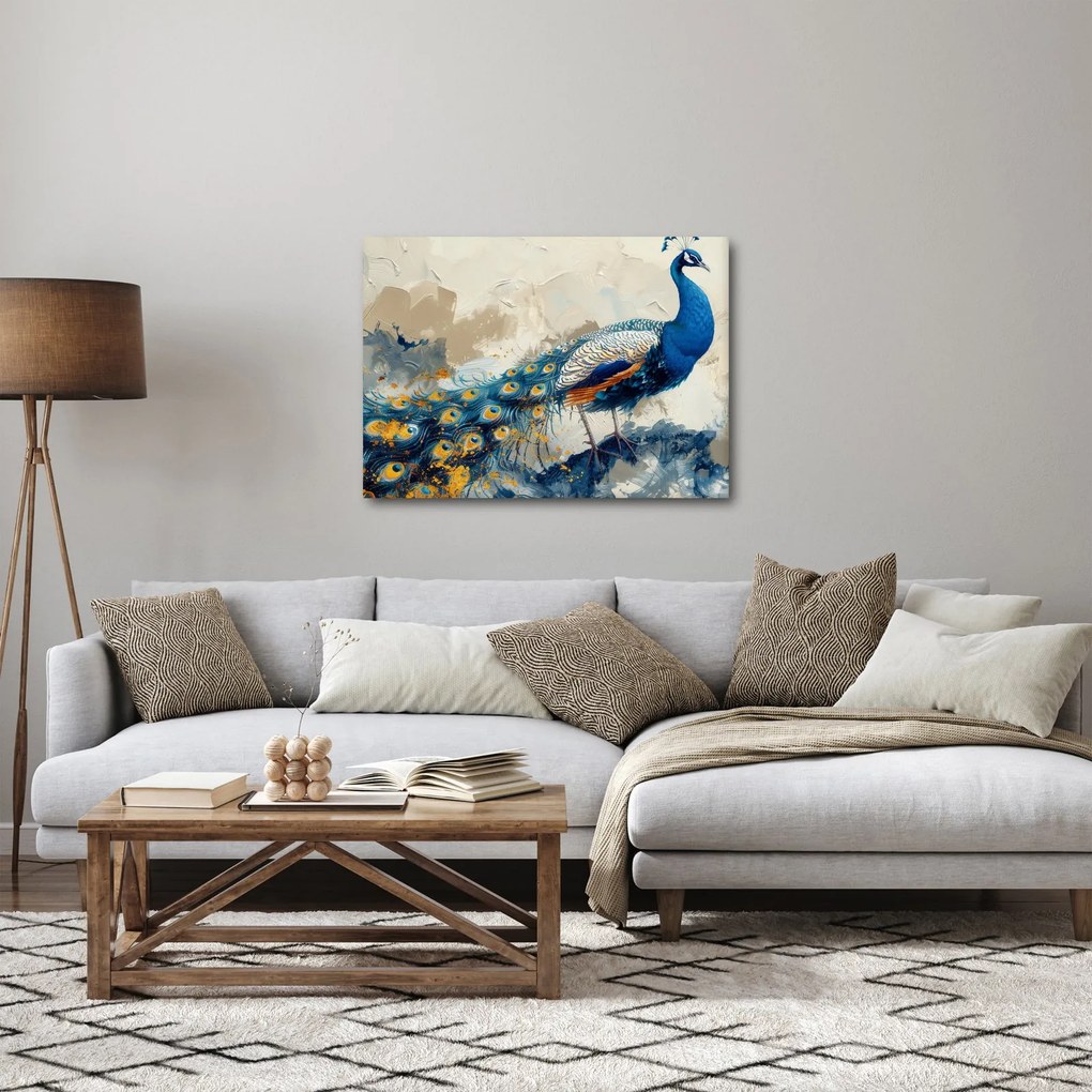 Kép - Páva, festmény (70x50 cm)