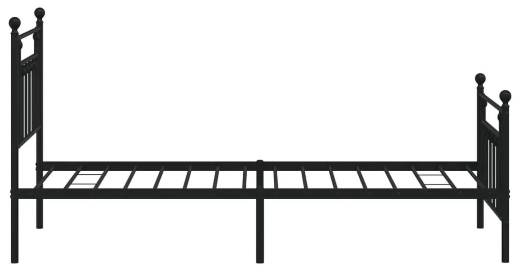 fekete fém ágykeret fej- és lábtámlával 90 x 200 cm