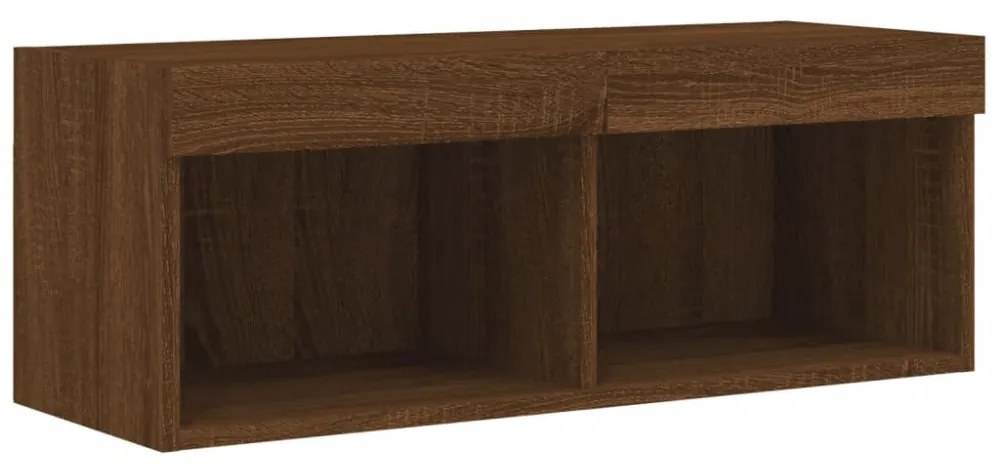 barna tölgy színű TV-szekrény LED-világítással 80 x 30 x 30 cm