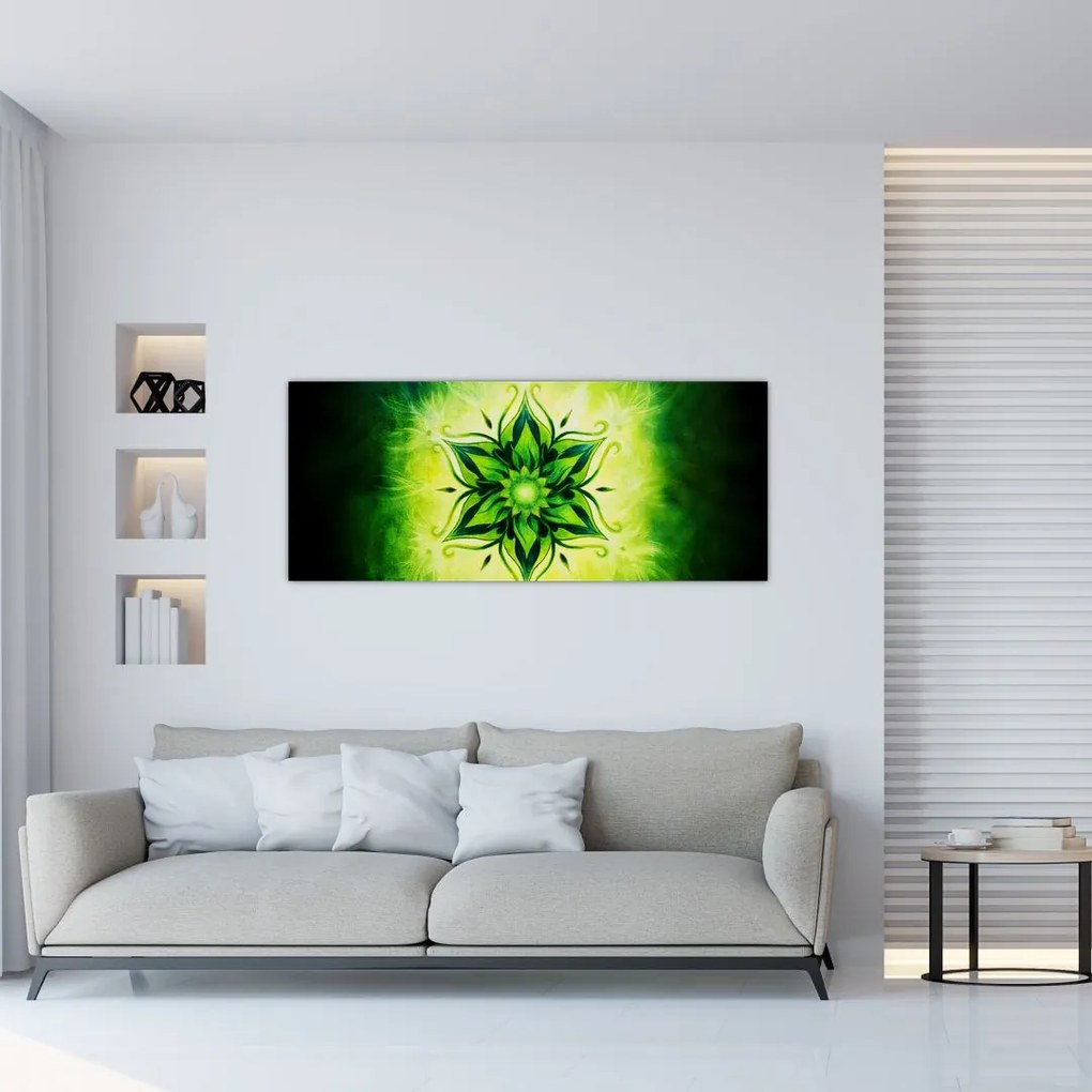 Kép - Virág mandala zöld háttérrel (120x50 cm)