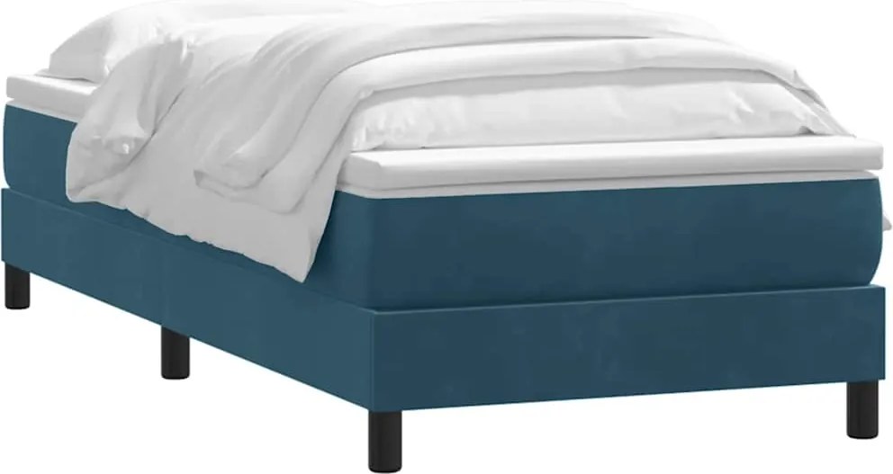 vidaXL sötétkék bársony rugós ágy matraccal 80x210 cm
