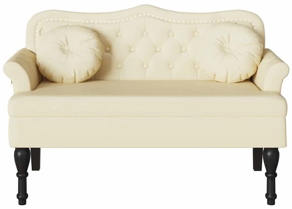 Chesterfield Pad párnával Krém 120,5 x 65 x 75 cm Műbőr