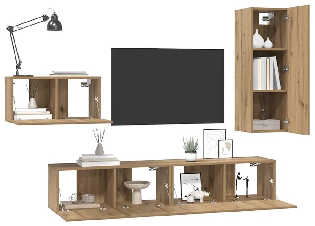 TV szekrény garnitúra 4 pcs kézműves tölgy 30.5 x 30 x 90 cm