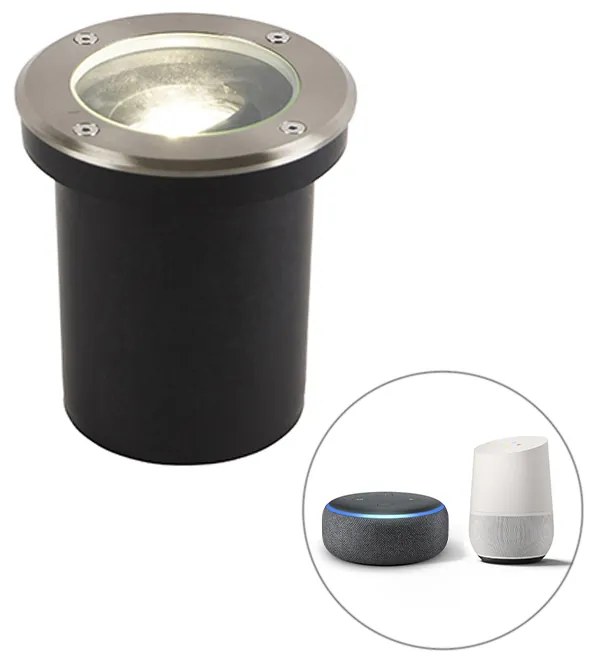 Okos kültéri talajszpot rozsdamentes acélból, WiFi-vel, GU10, IP65 - Delux
