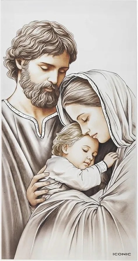 Gravírozás Vászonkép Szent Család 22 x 44 cm Fára festett Esküvő Évforduló