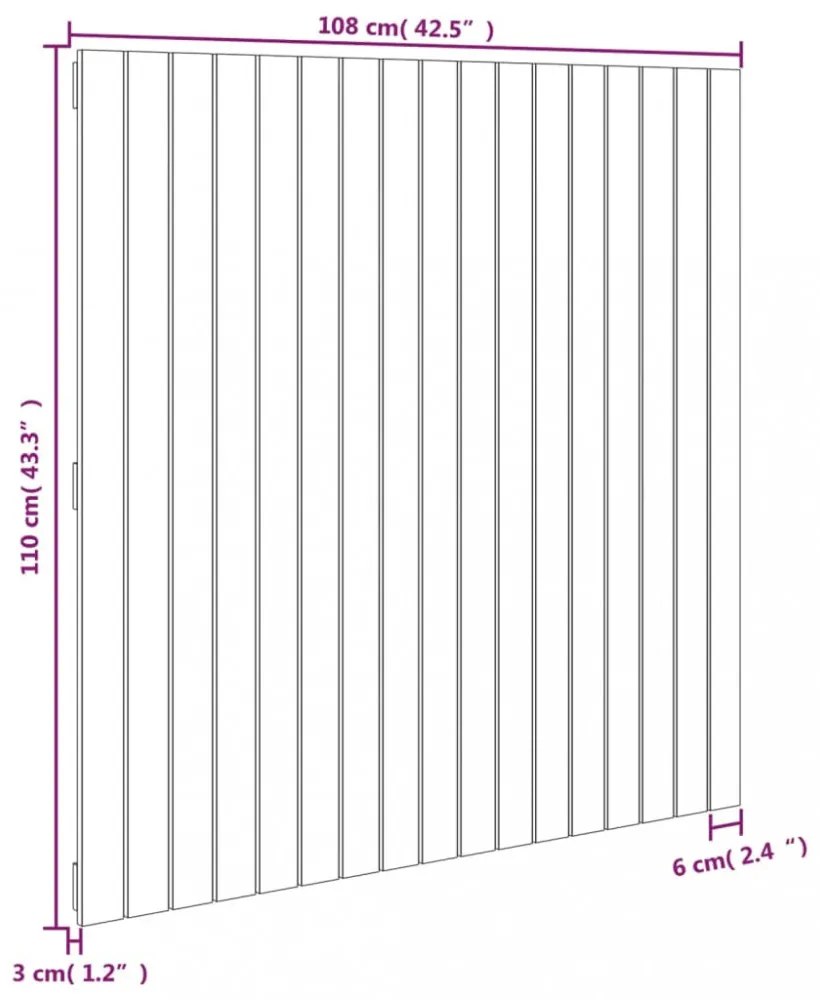 fekete tömör fenyőfa fali fejtámla 108 x 3 x 110 cm