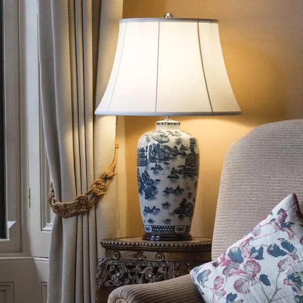 Elstead KÉK-TRAD-WP-TL - Asztali lámpa BLUE TRADITIONAL 1xE27/60W/230V