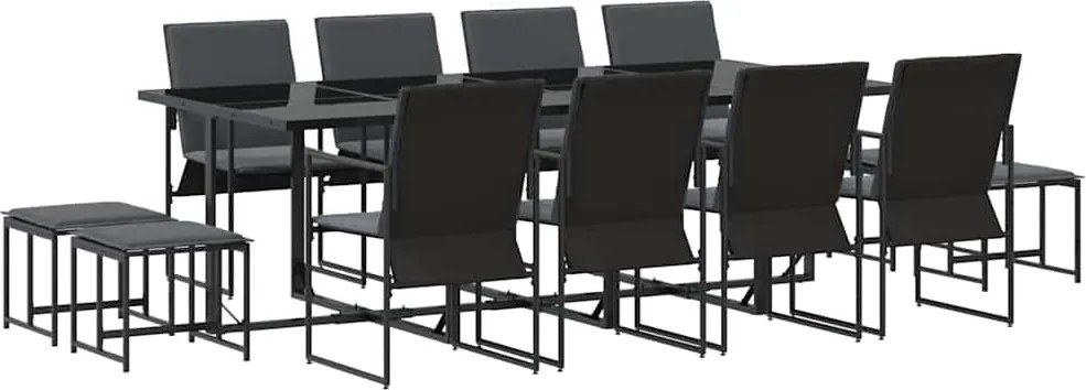 vidaXL Kert étkező szett 13 pcs Fekete Acél