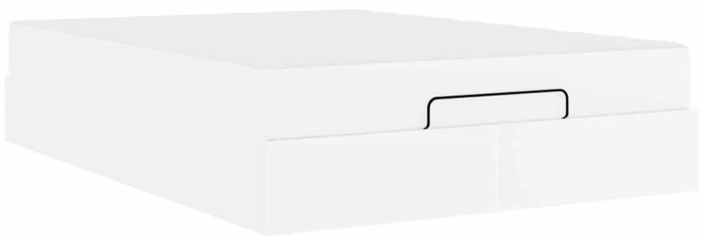 Ágykeret matraccal matracmal Tiszta fehér 160 x 200 cm Műbőr