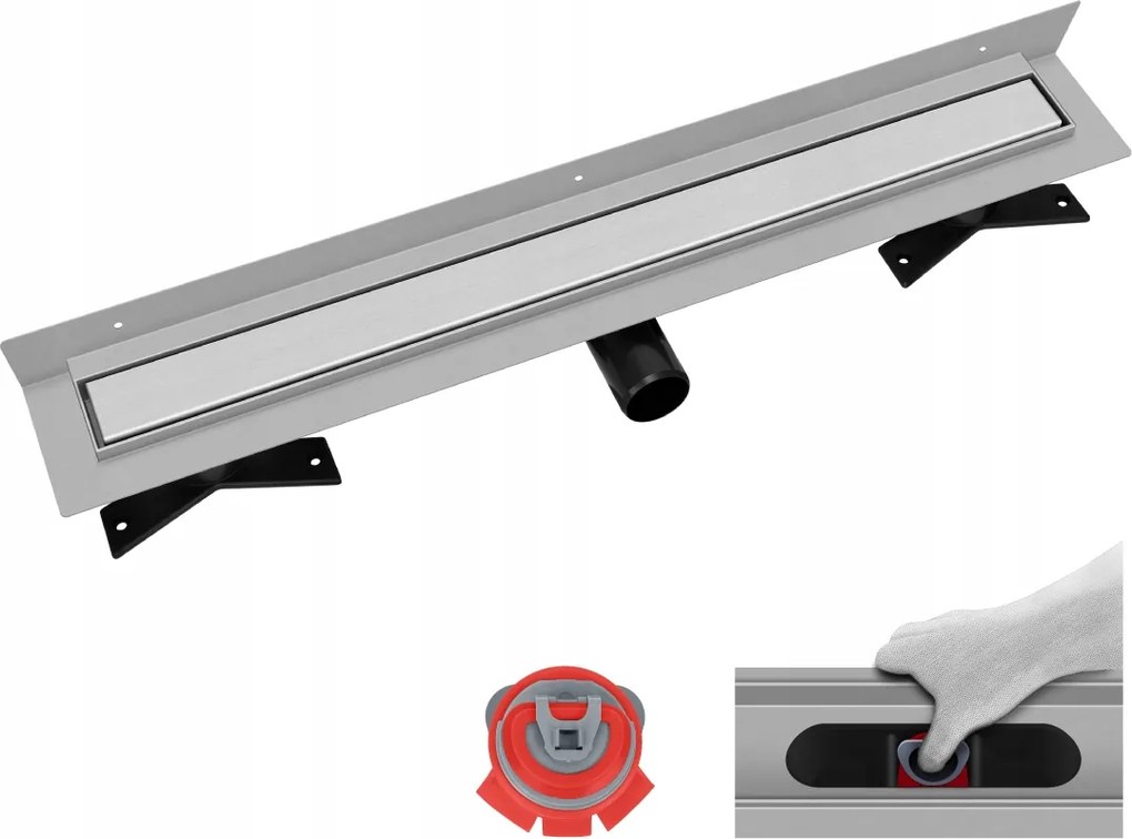 Vogi Premium Duo fali lineáris lefolyó 80 cm – száraz szifon szett