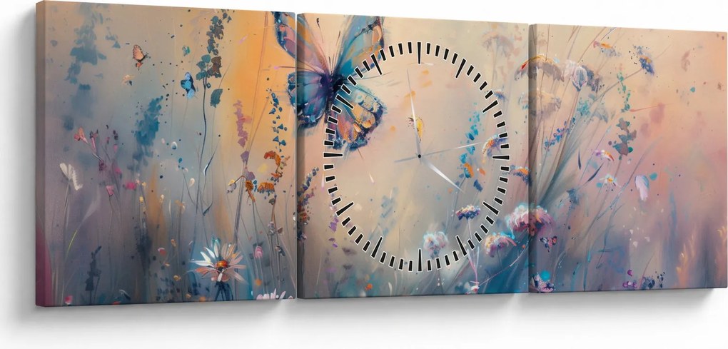Kép - Rét pillangóval II (órával) (90x30 cm)