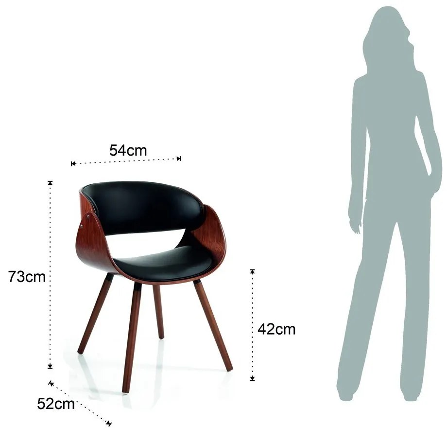 Fekete-sötétbarna kárpitozott karfás étkezőfotel Visby Evo – Tomasucci