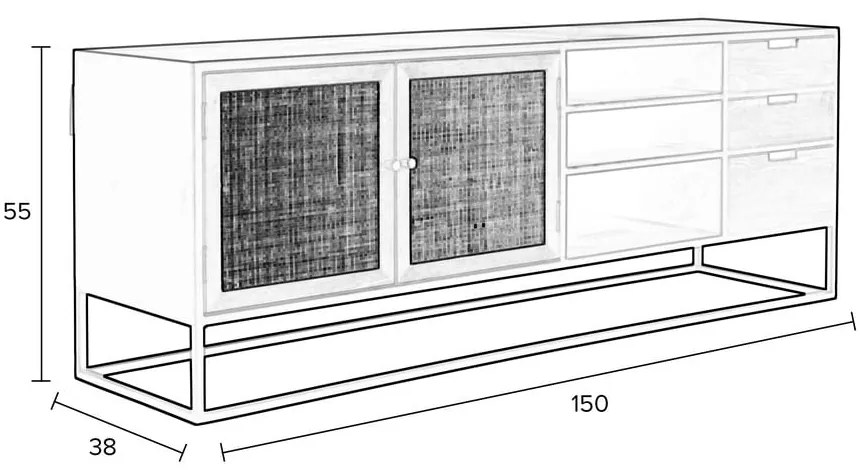 Fekete rattan TV-állvány 38x55 cm Guuji – White Label