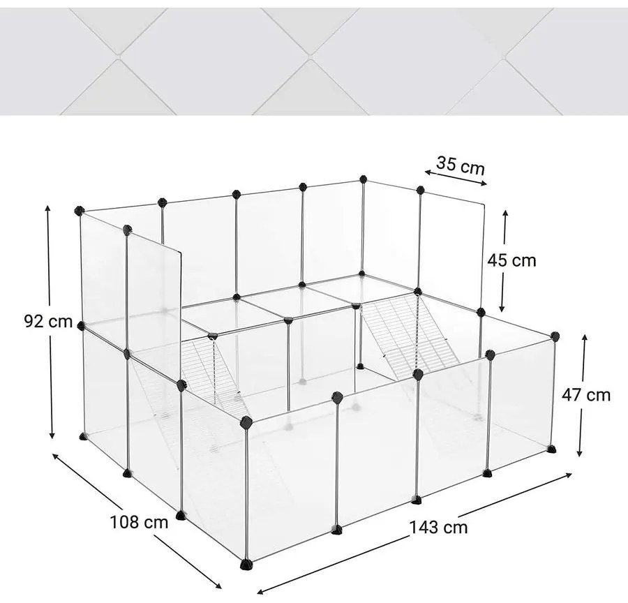 Kisállat kifutó, 143 x 92 x 108 cm, fehér