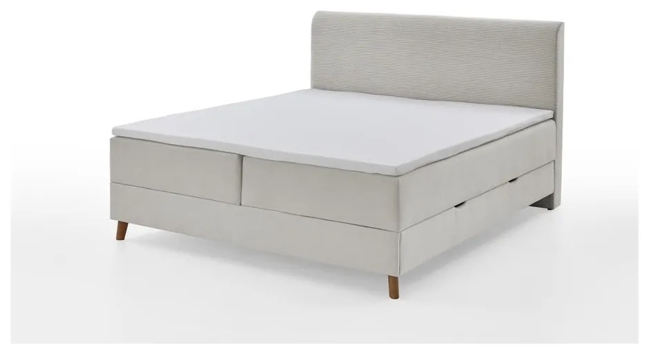Bézs boxspring ágy tárolóhellyel 160x200 cm Memphis - Meise Möbel