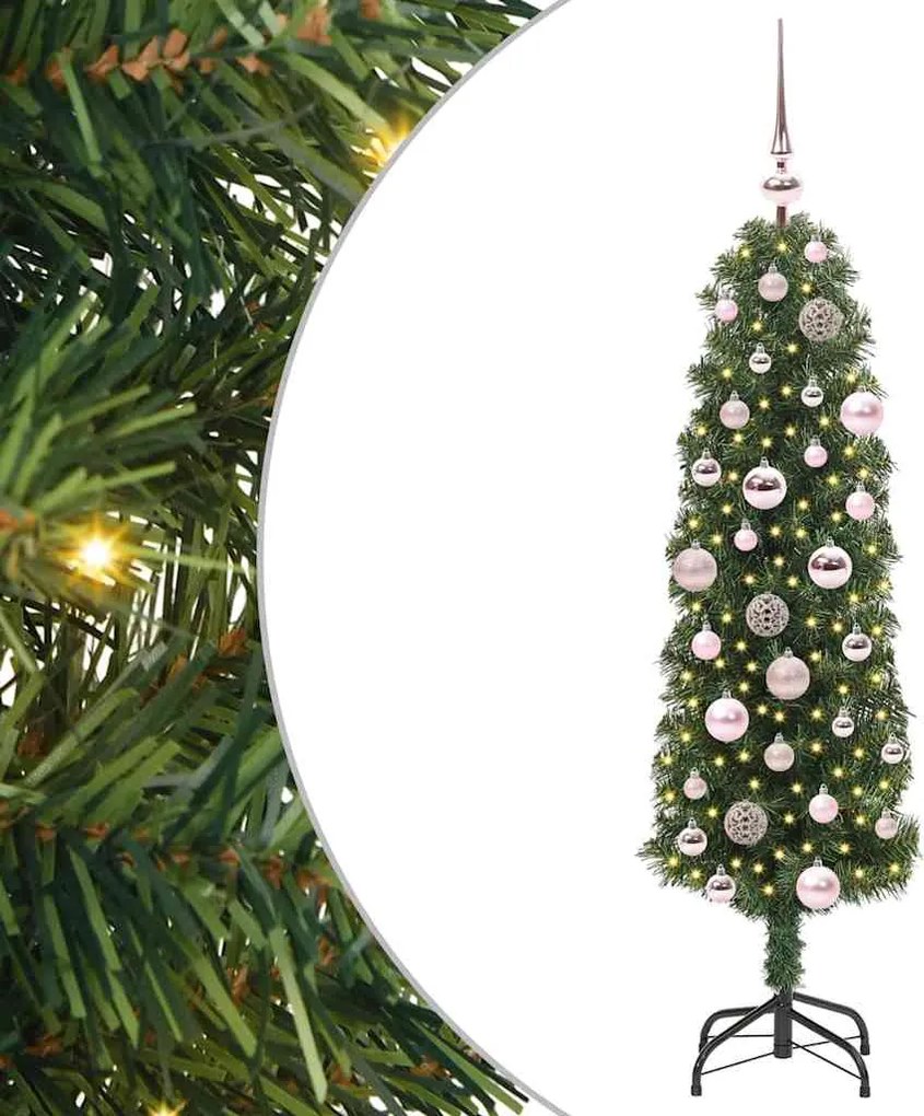 vidaXL Mű karácsonyfa 150 LED-del Zöld 120 cm PVC, acél és műanyag