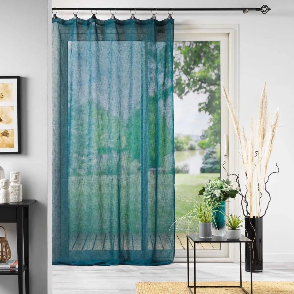 Kék voile fényáteresztő függöny 140x240 cm Linka – douceur d'intérieur