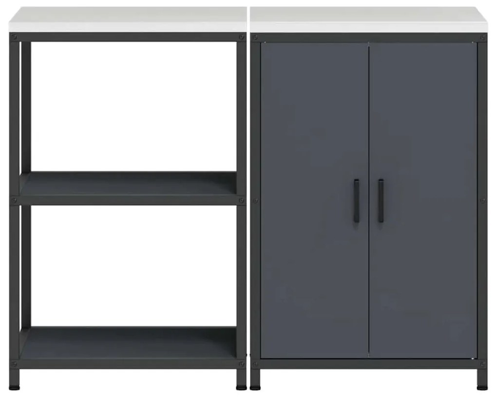 Konyhai Tároló Készlet ajtóval 2 pcs Antracit 120 x 50 x 92 cm