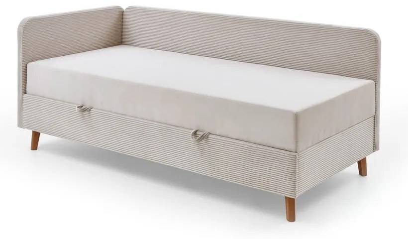 Bézs kárpitozott egyszemélyes ágy tárolóhellyel 90x200 cm Cabana – Meise Möbel