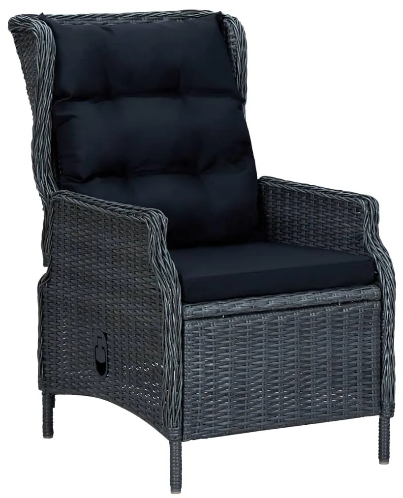 vidaXL 9 részes sötétszürke polyrattan kültéri étkezőszett párnákkal